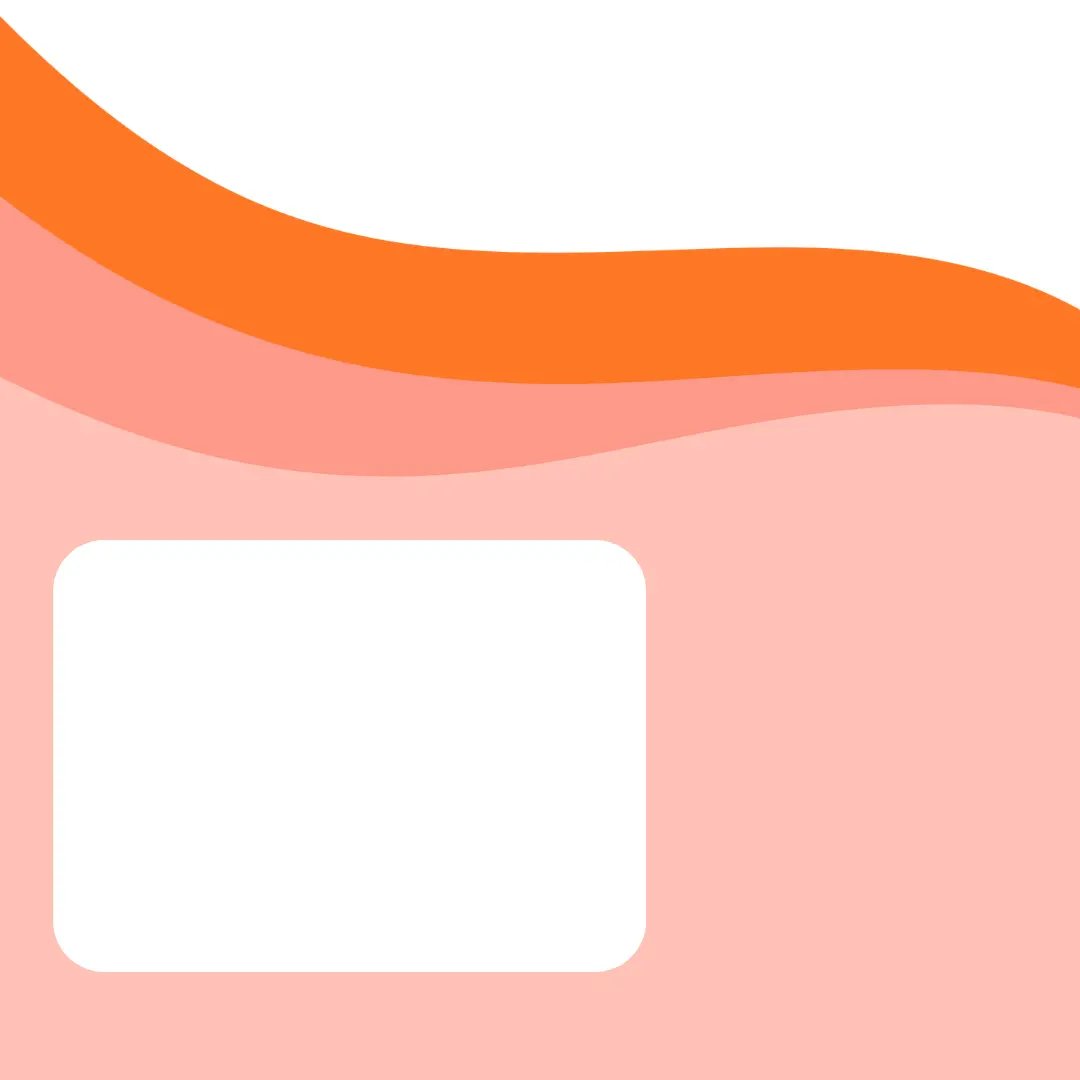 Abstract orange and pink wavy background template with a blank white text box.