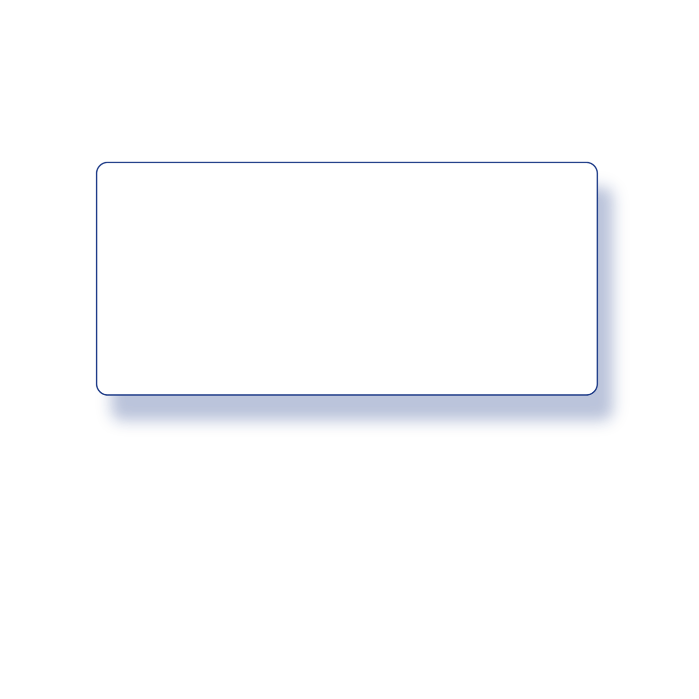 White rectangle with blue drop shadow.