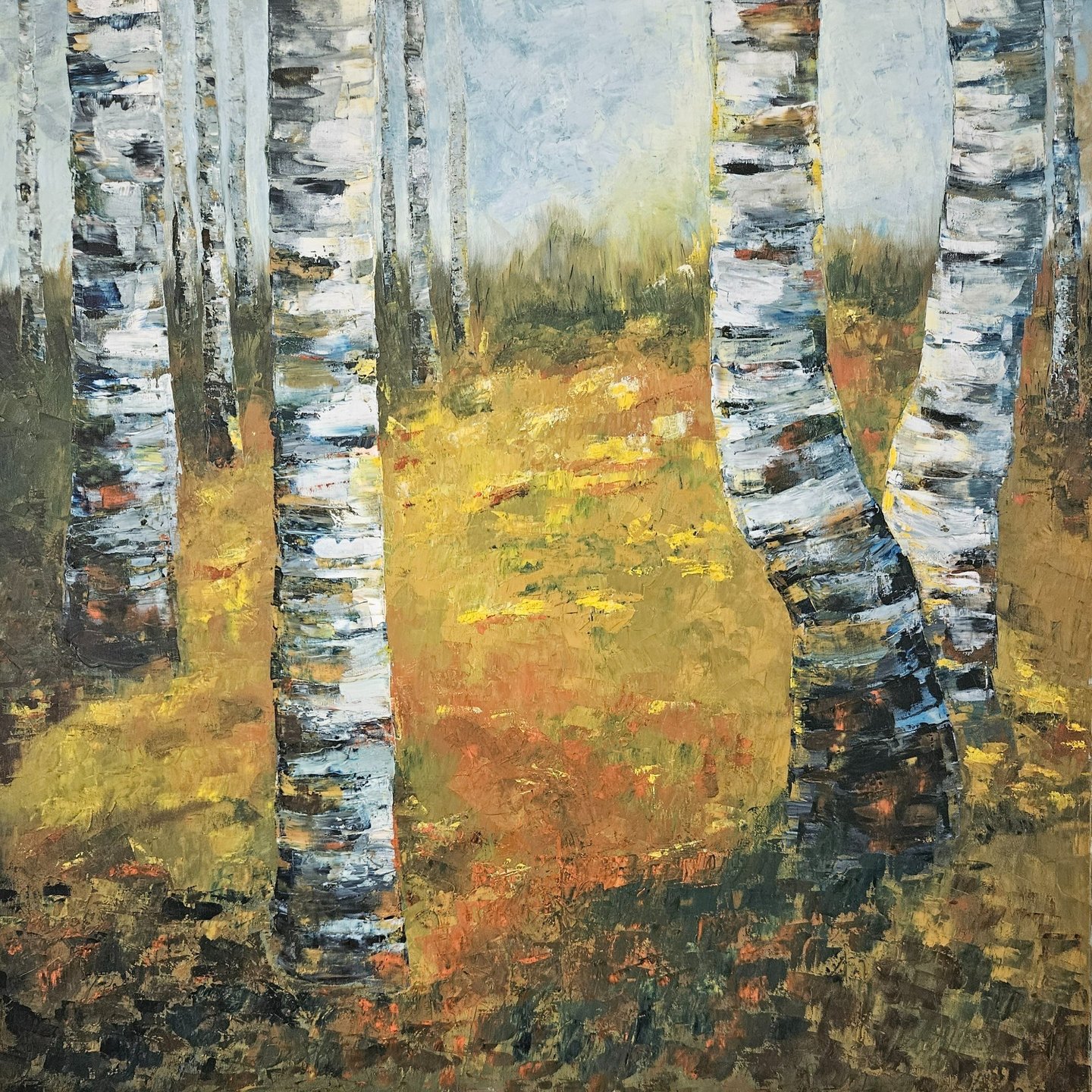 In Lumine - Birch Series - Oil on canvas - Eve Brack