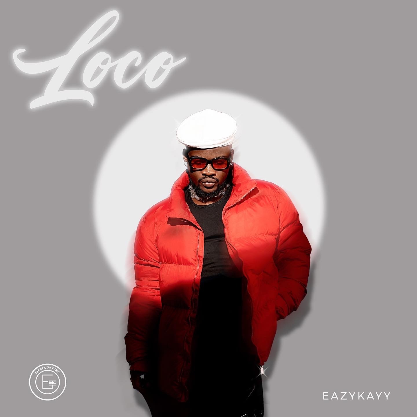 LOCO sun shine spotlight on EazyKayy red puffer jacket coat white leather bonnet gray lit sound new