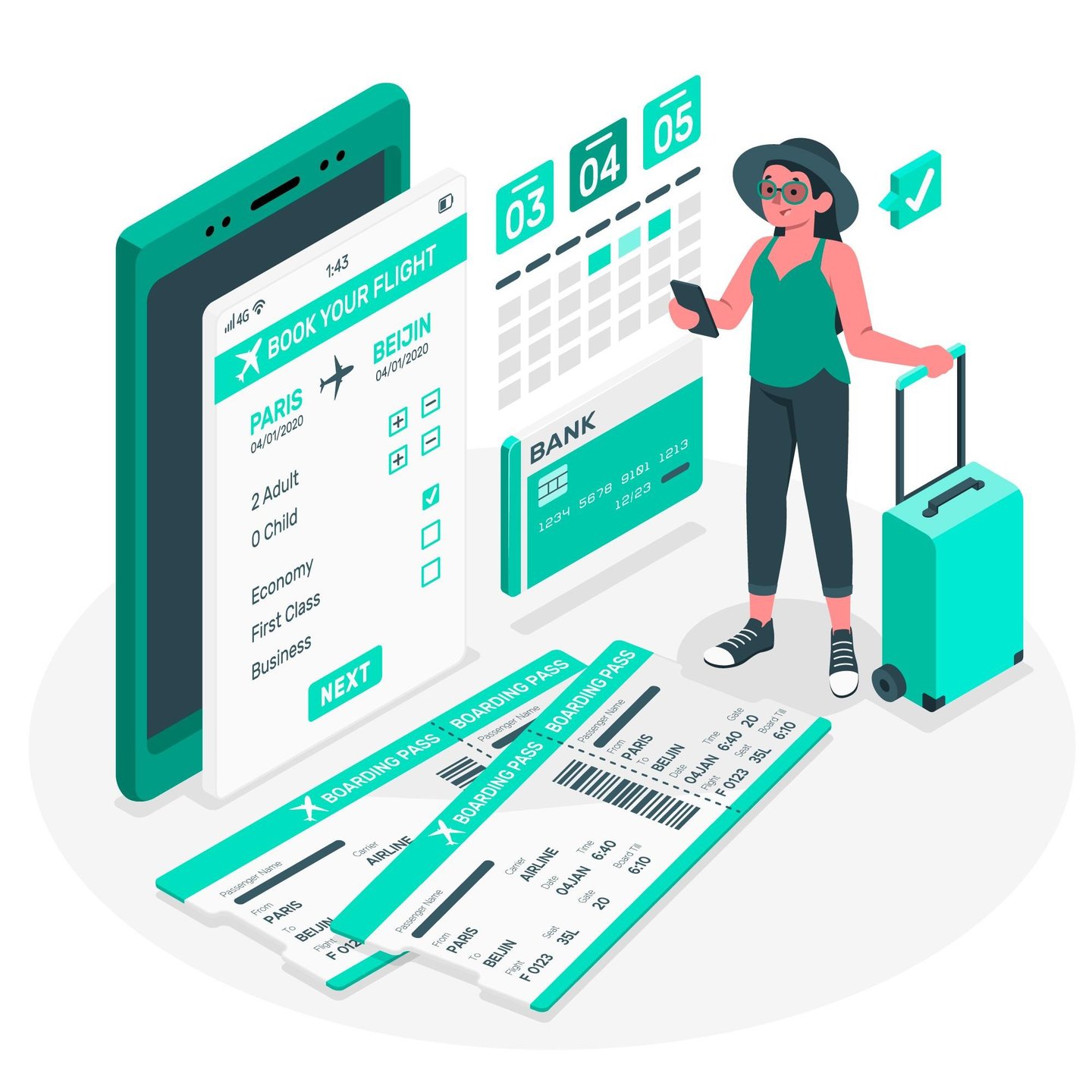 <a href="https://www.freepik.com/free-vector/flight-booking-concept-illustration_8672751.htm#fromVie