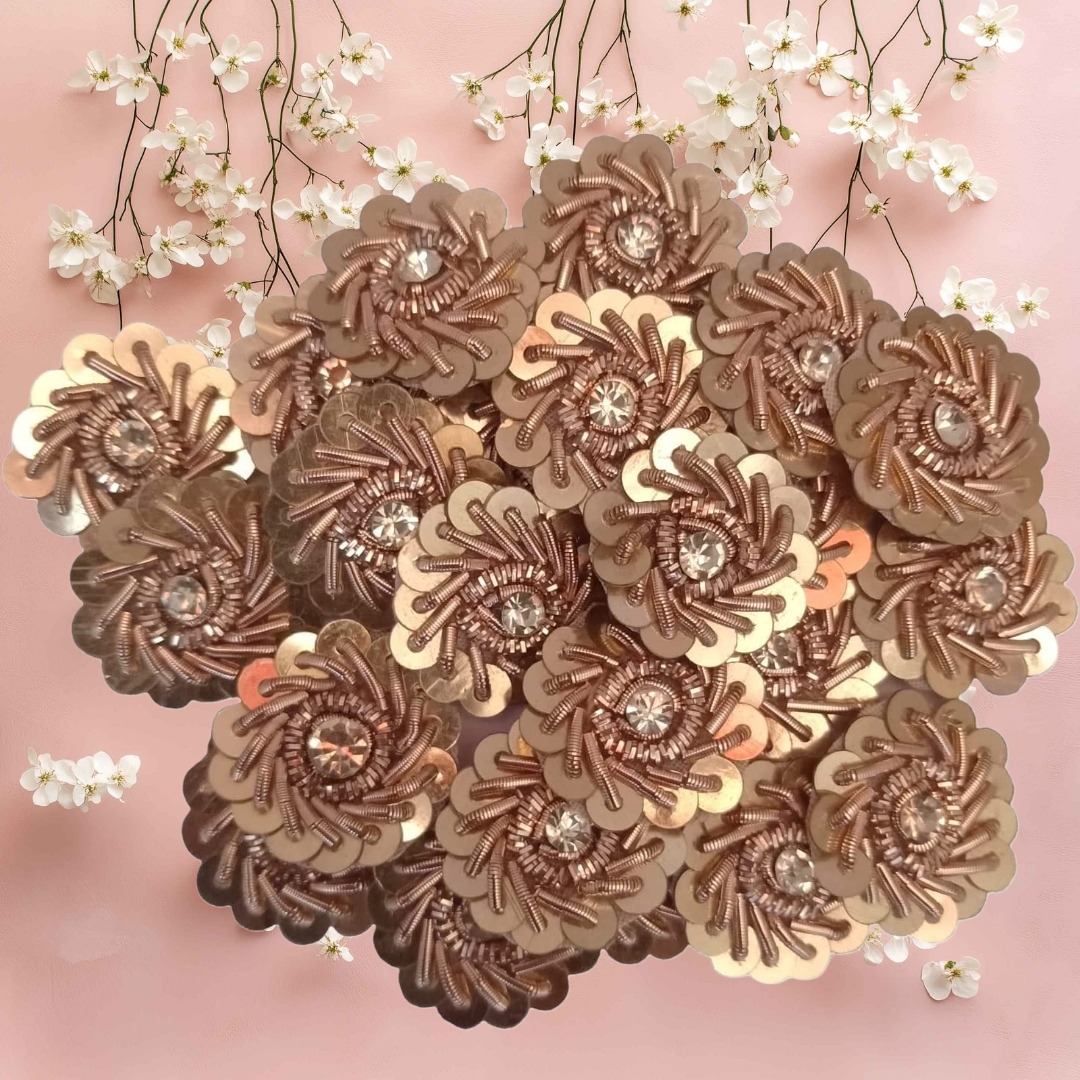 Royal hand-embroidered zardosi patch for festive dresses