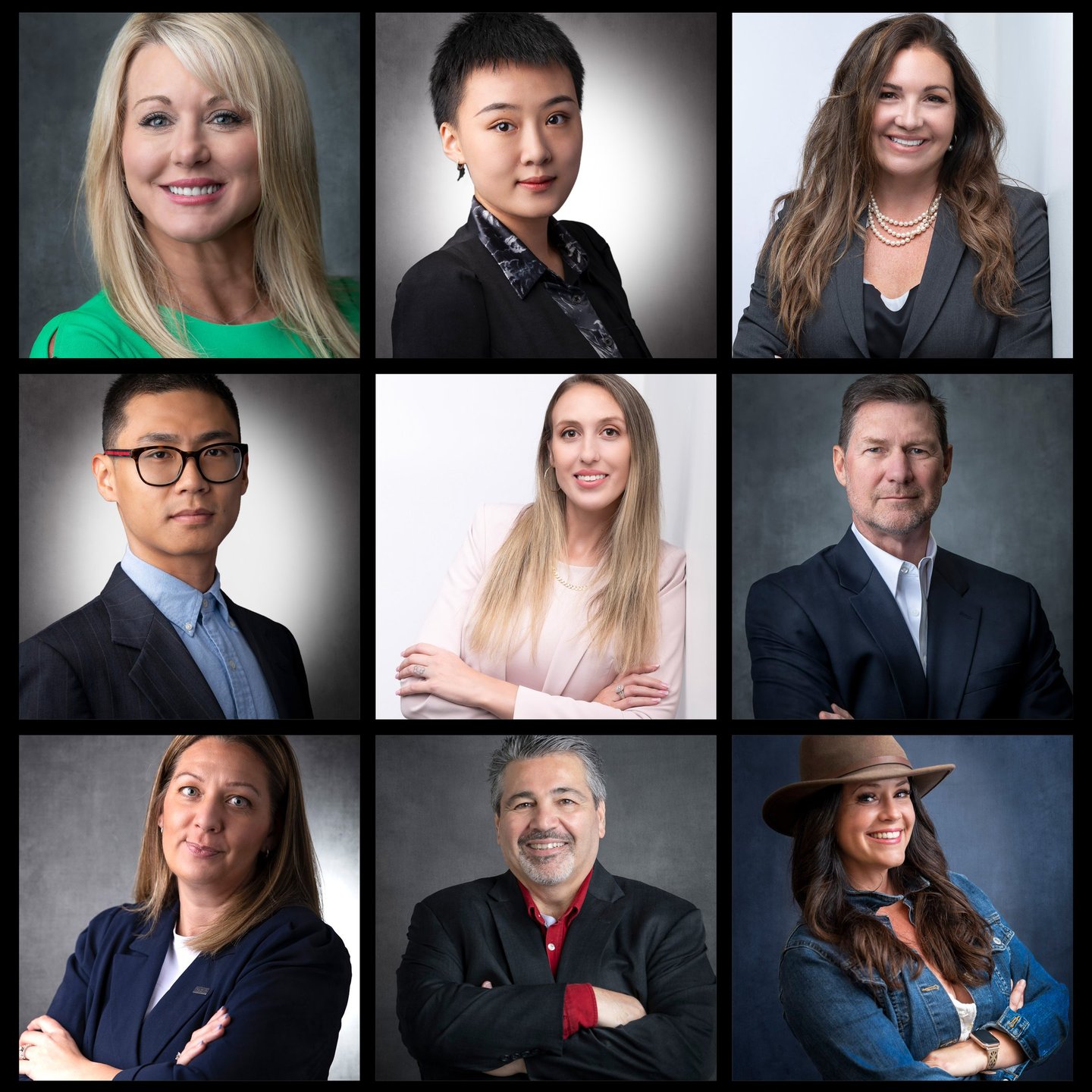 A grid view of nine professional headshot clients  at Port Richey Headshots