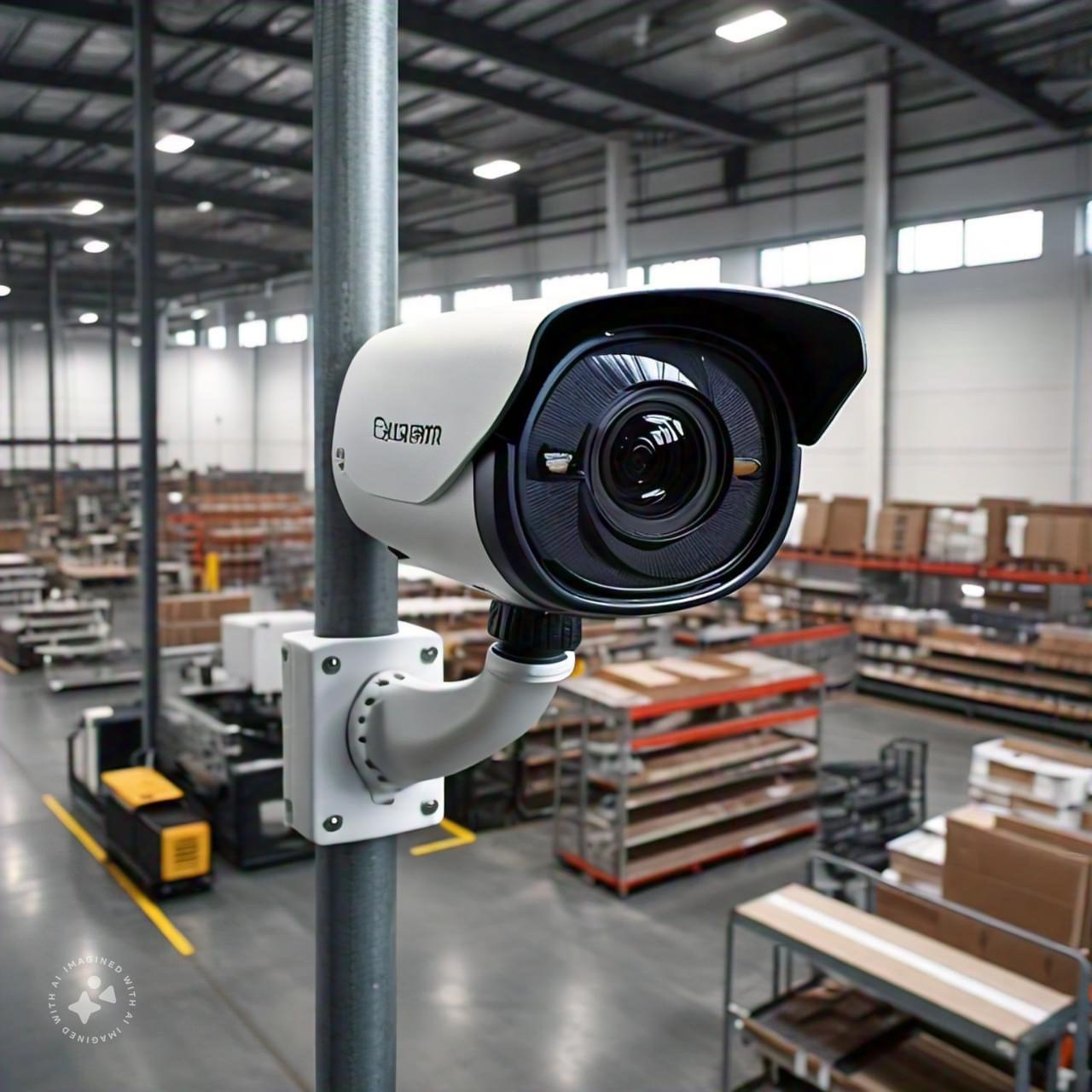 Commercial security camera monitoring inventory shelves for professional CCTV surveillance  
