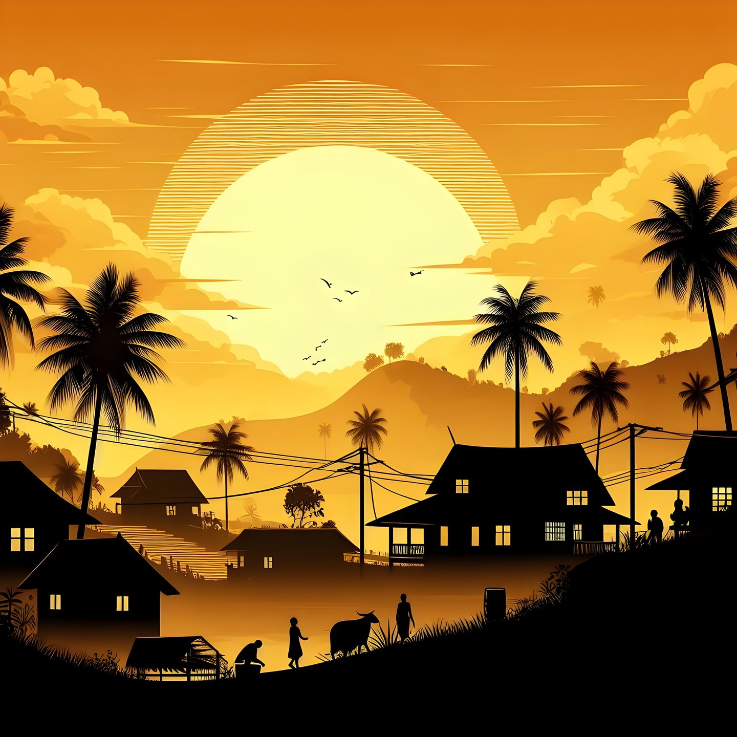 Pôr do sol, simbolizando os sítios onde bichos e humanos convivem.