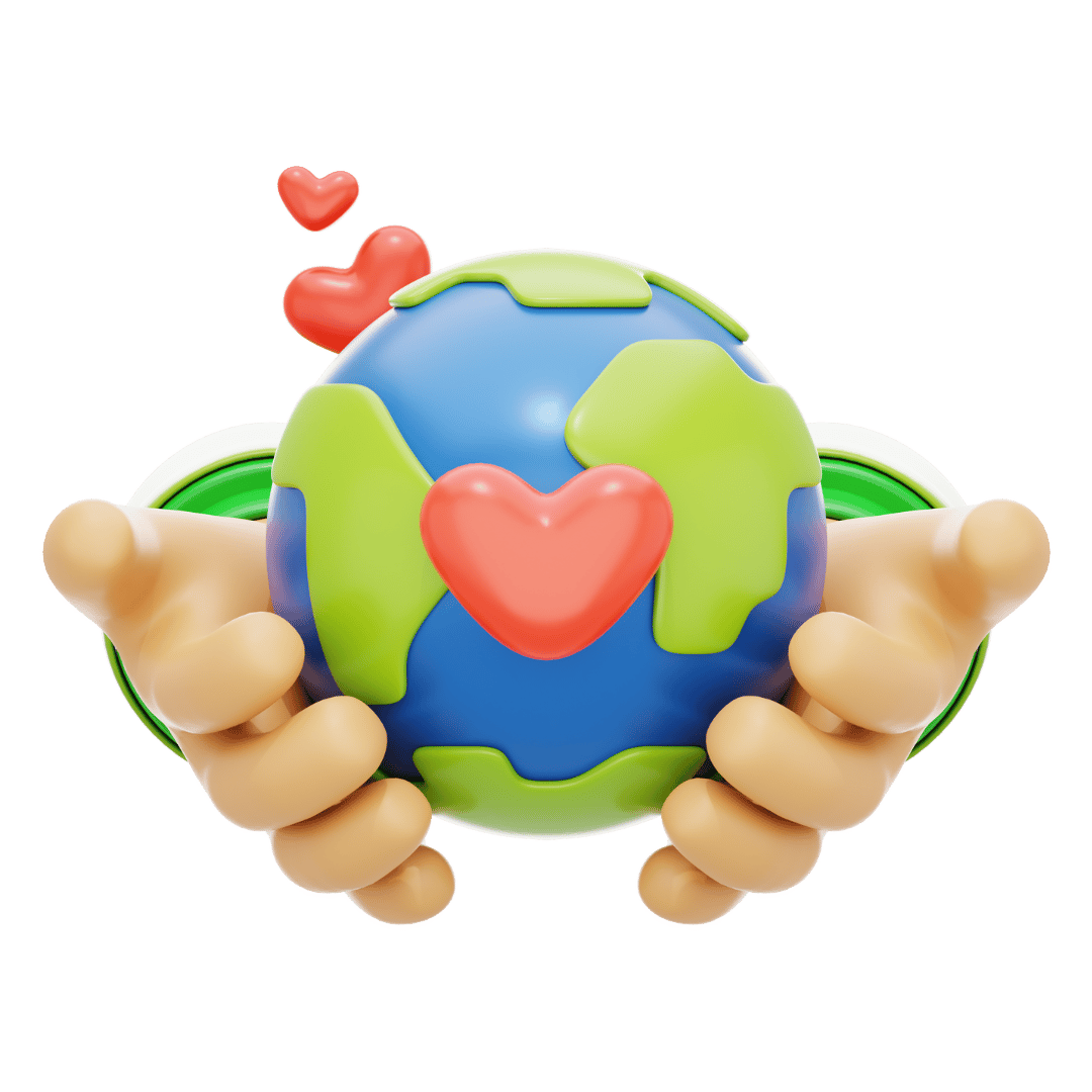 Pessoa segurando um globo em formato de coração, simbolizando o patrimônio universal.