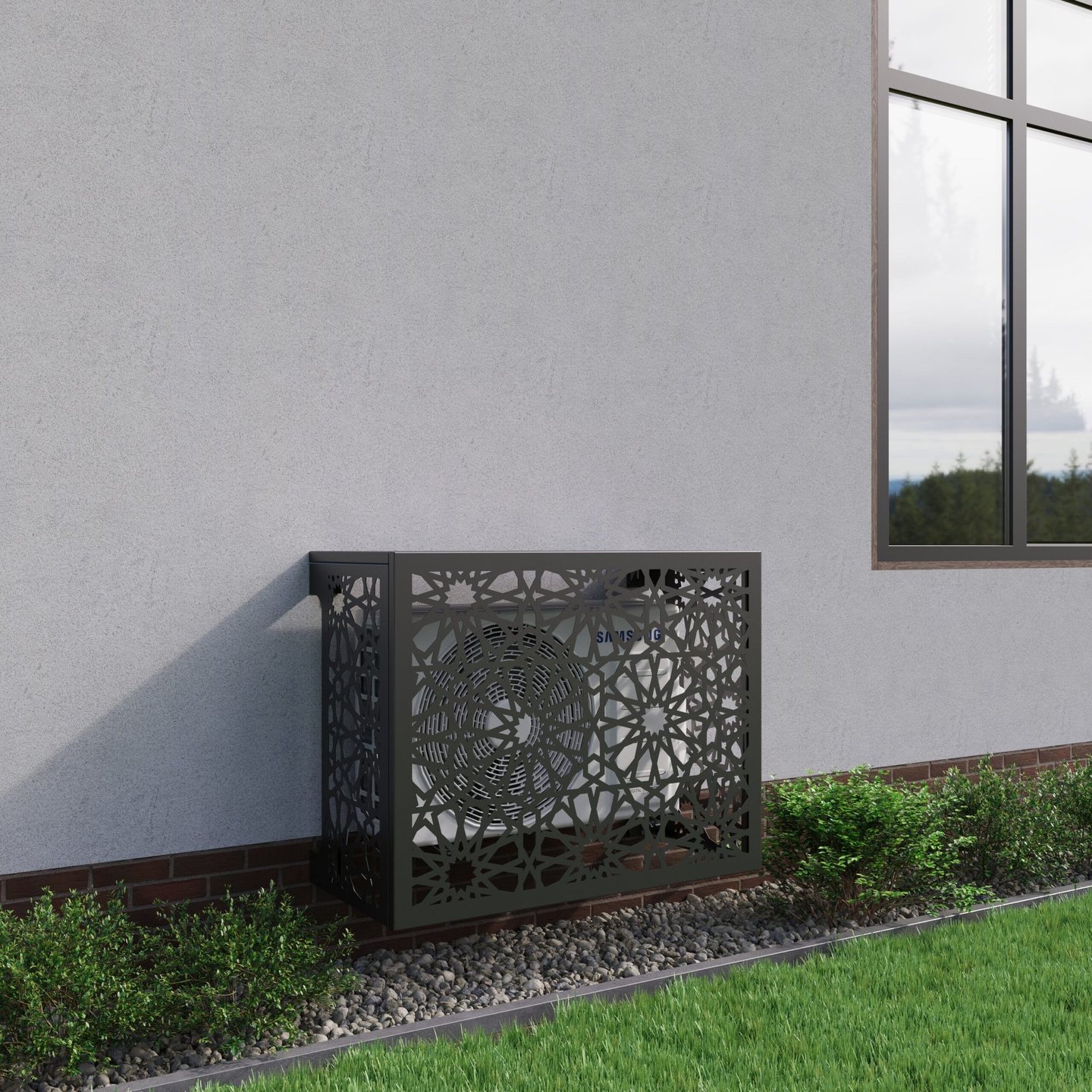 Декоративна и защитна решетка за покриване на външно климатично тяло