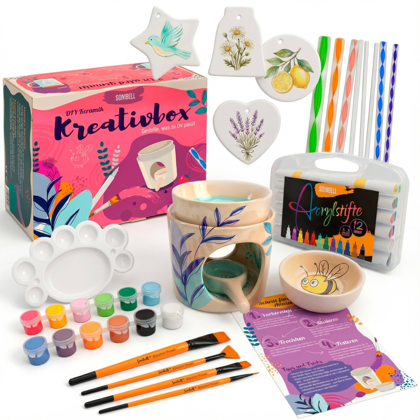 DIY Duftlampe aus Keramik zum Bemalen mit Aromaschale