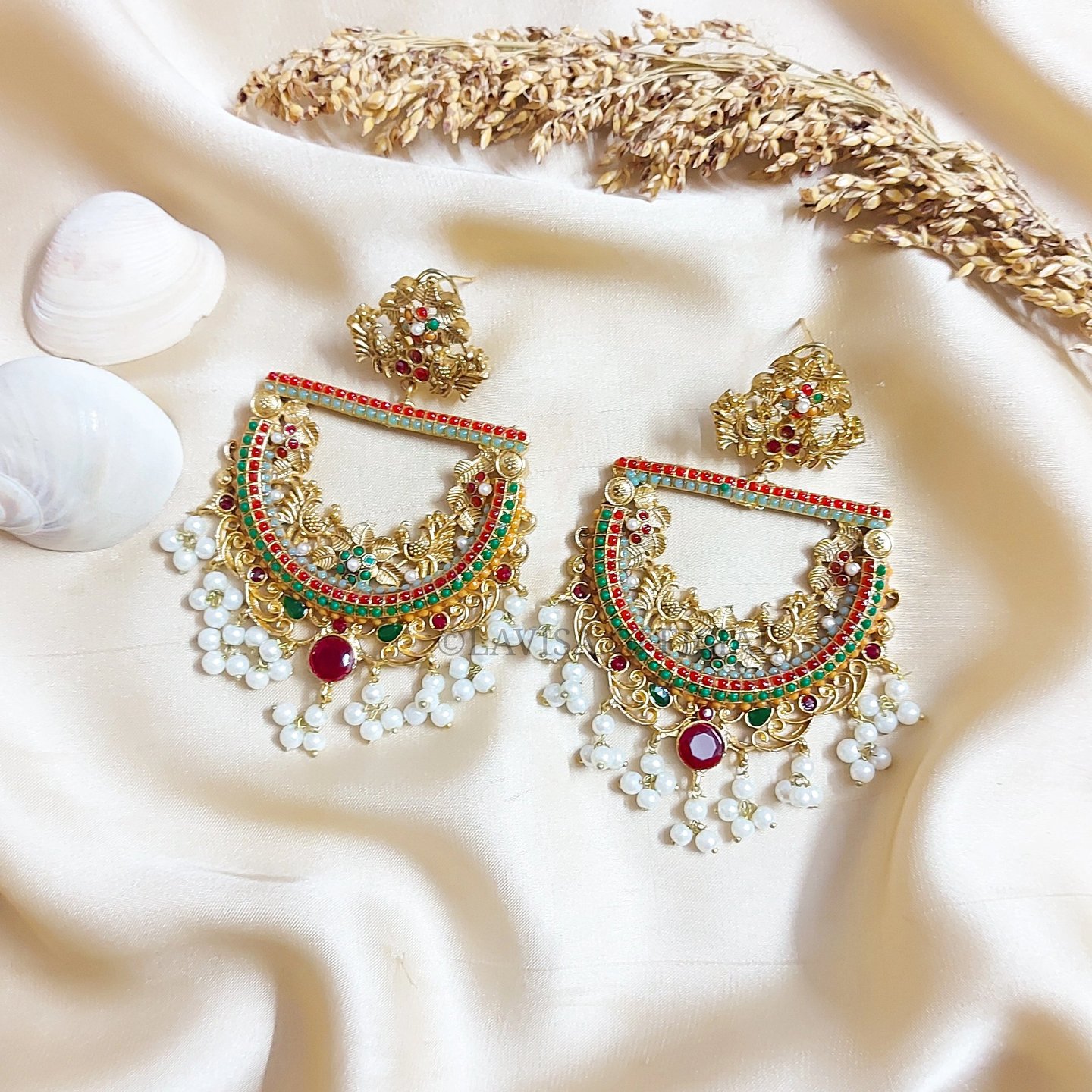 multi colour earrings with pearls