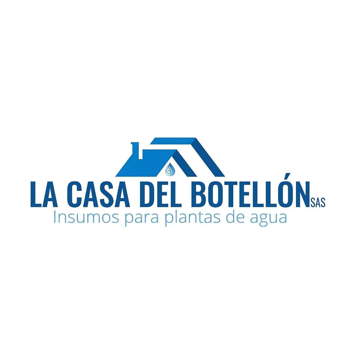 Logo of La Casa del Botellón SAS, featuring a blue house icon for water plant supplies and treatment equipment.