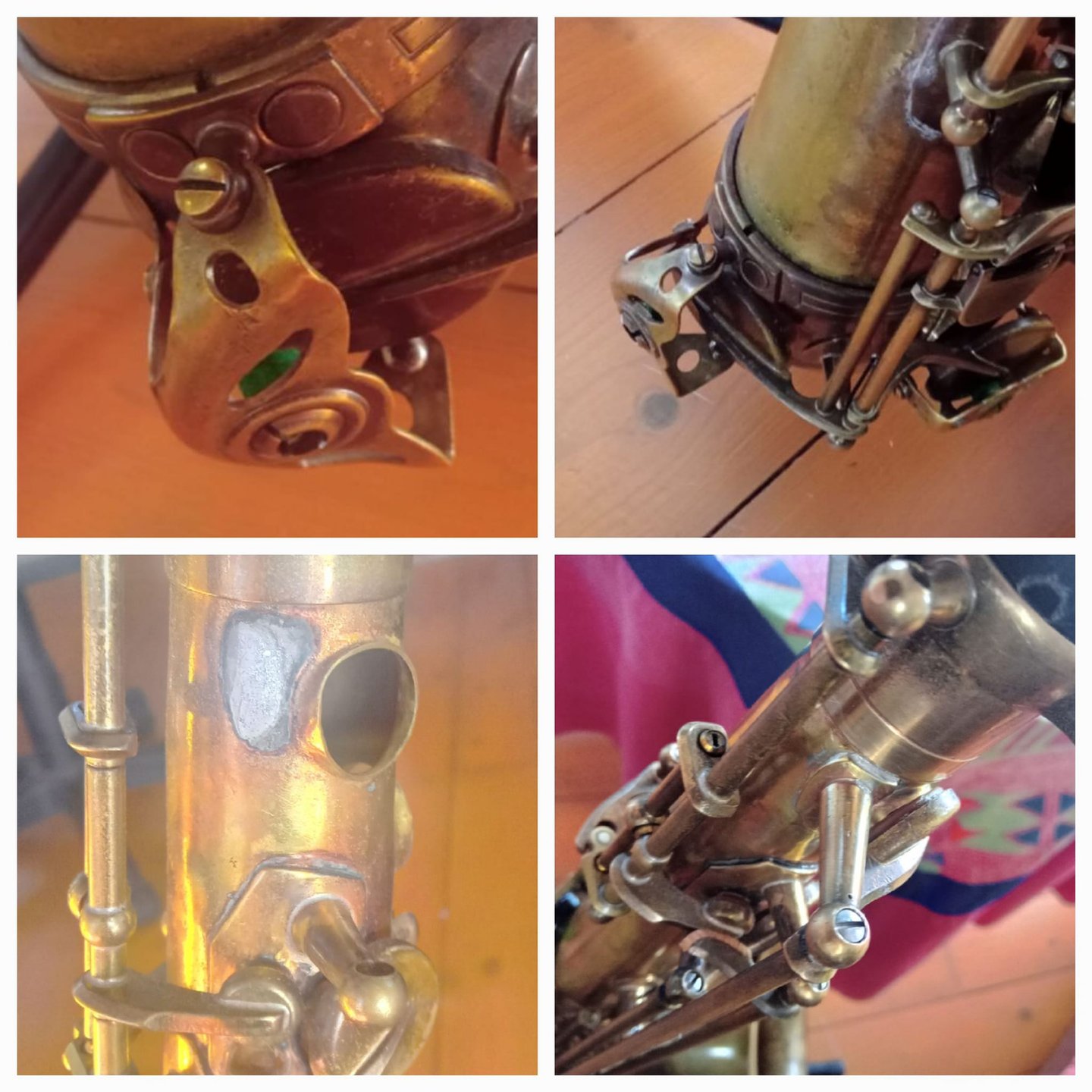 4 photos d'instruments avant et après réparation