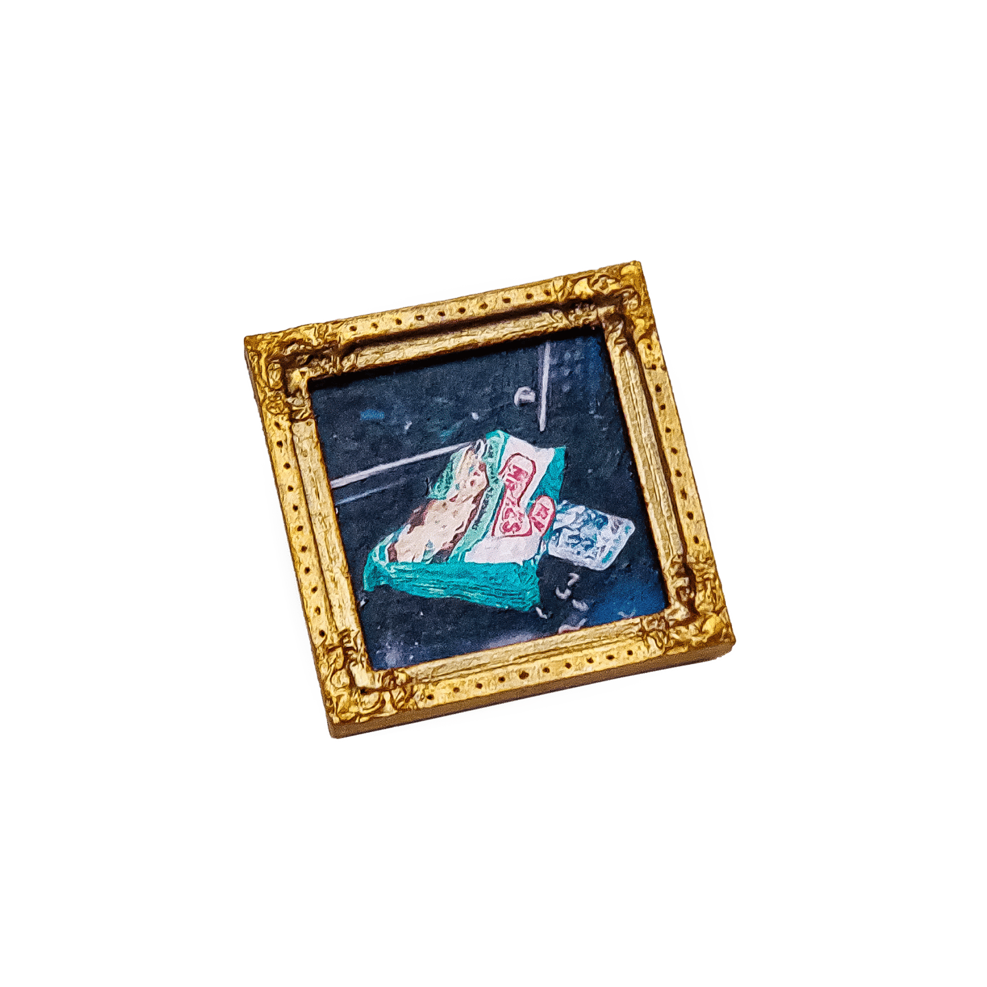 A tiny painting magnet.