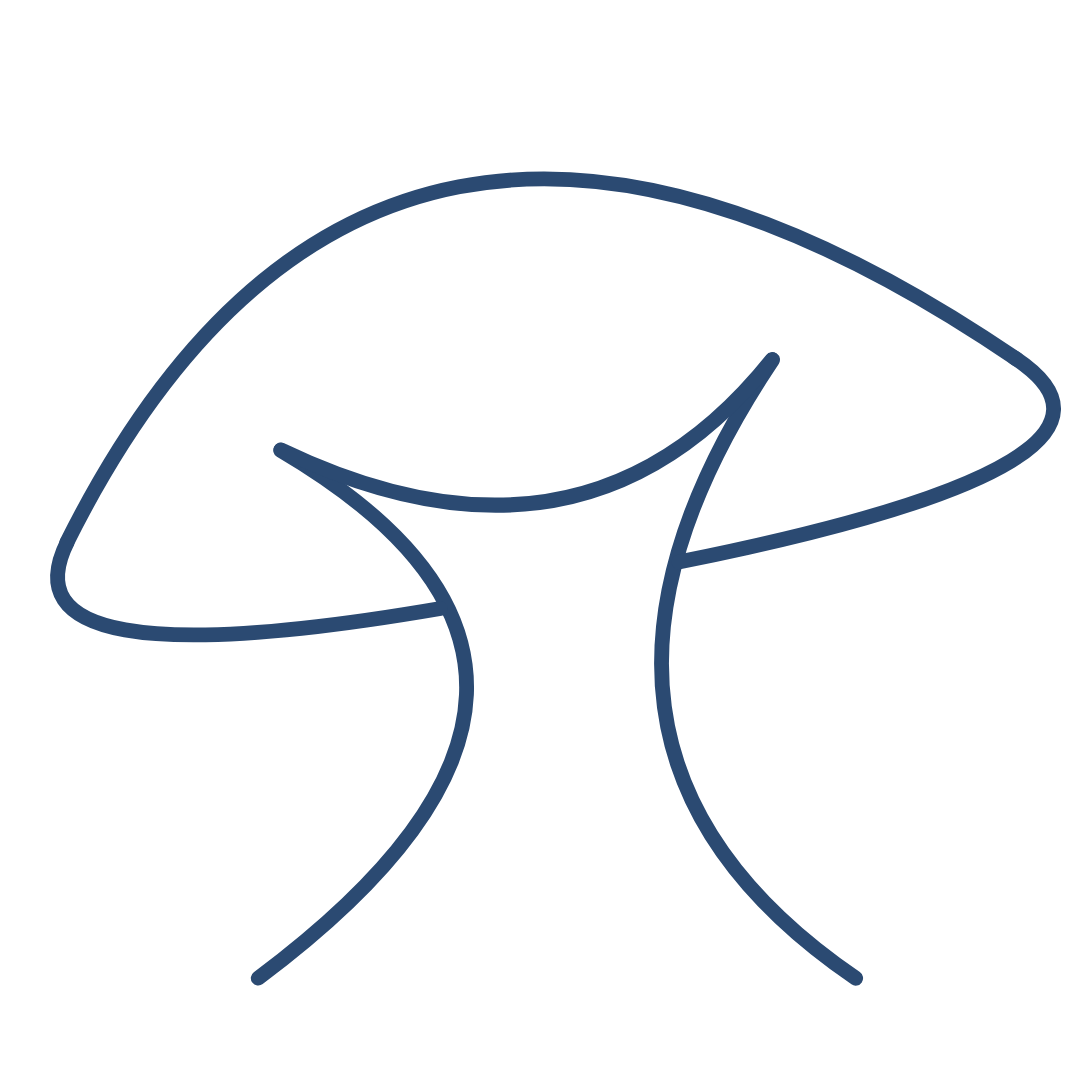 Logo de HONGUI que simboliza un hongo minimalista de color azul