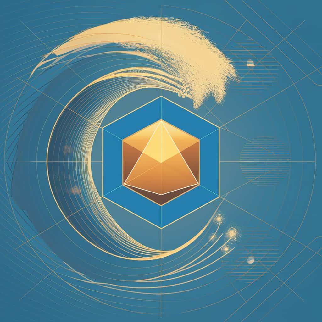 a golden pyramid with a blue sky background