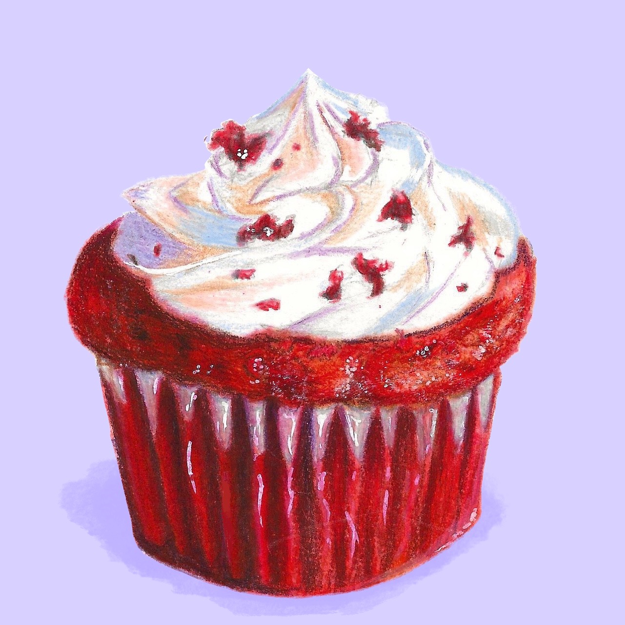 dessin cupcake crayons polychromos couleurs 