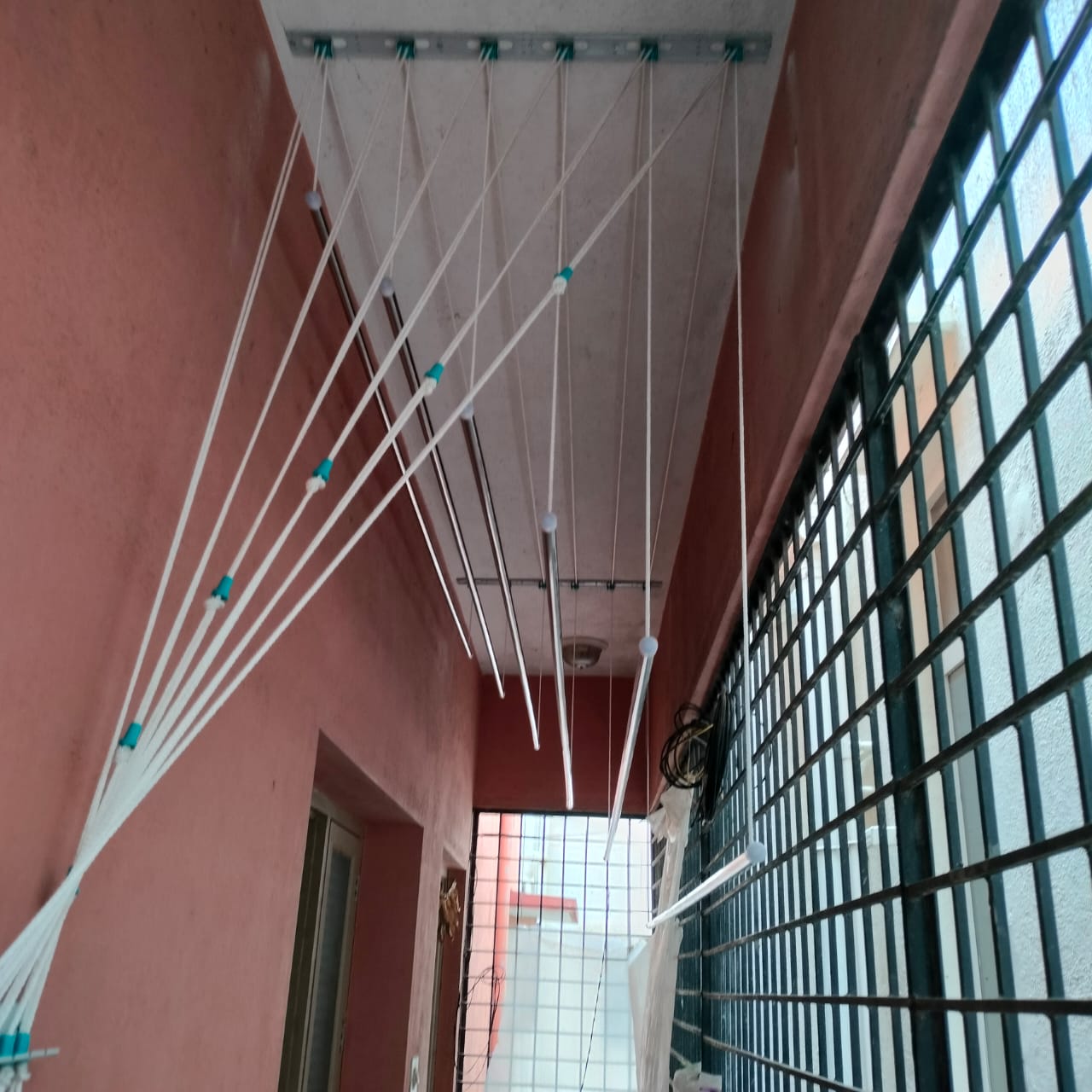 Rustproof cloth drying hanger with pulley for balcony utility