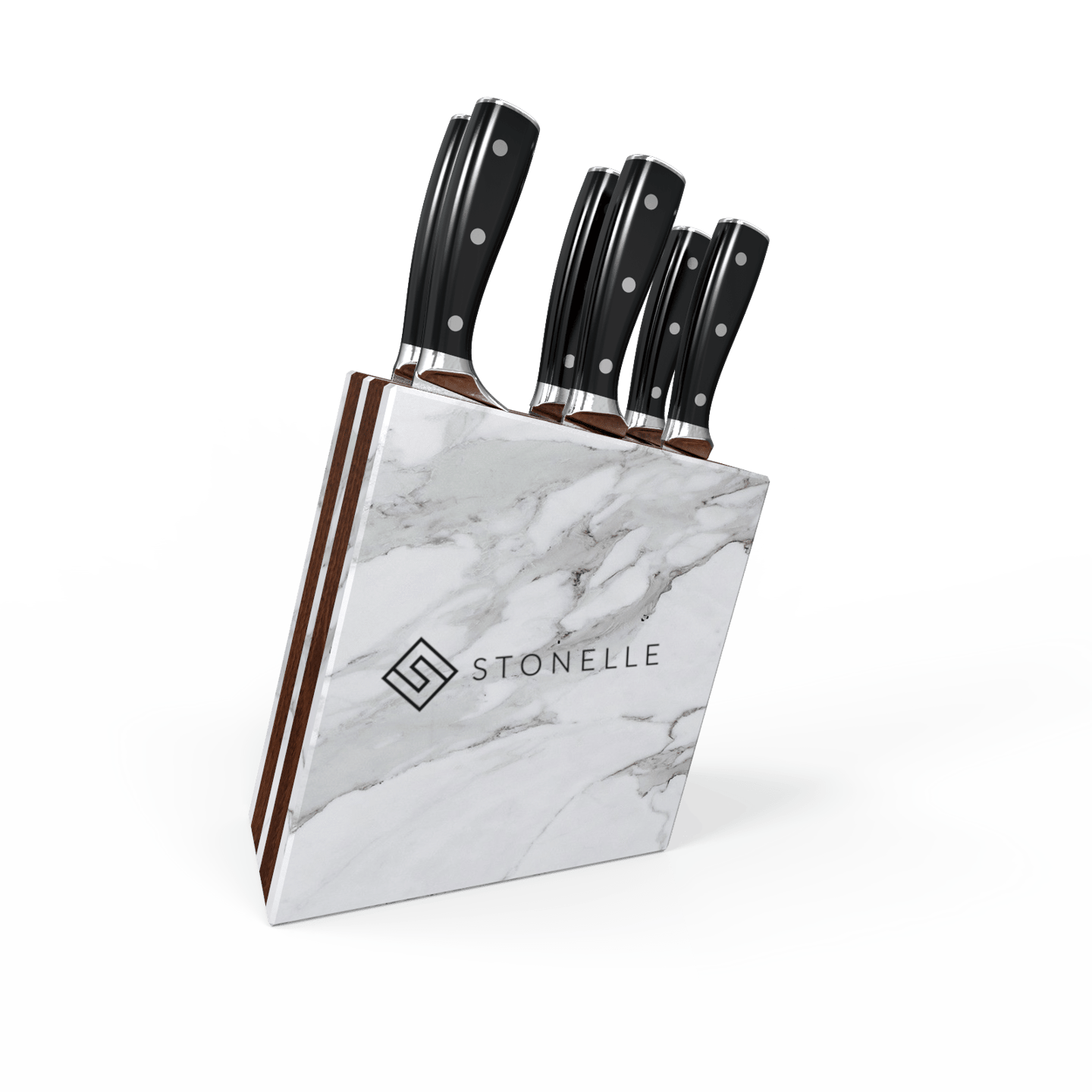 knife holder stone and wood kitchenware rendering