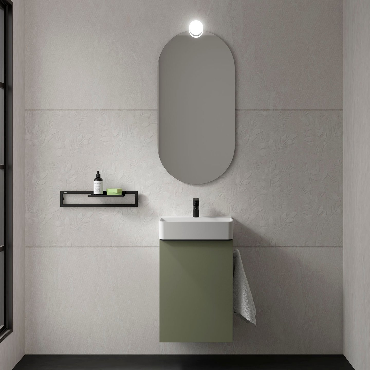Salgar Aida space saving bathroom vanity in forest Green