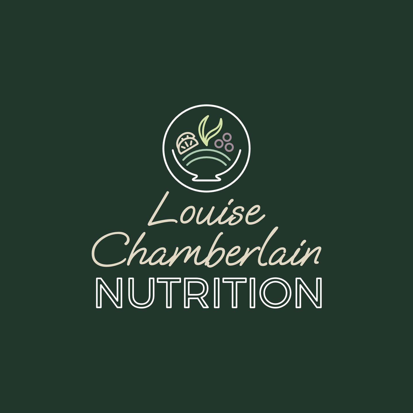 Louise Chamberlain Nutrition Logo. Nutrition Coach, Menopause Coach, Supporting Children with IBD