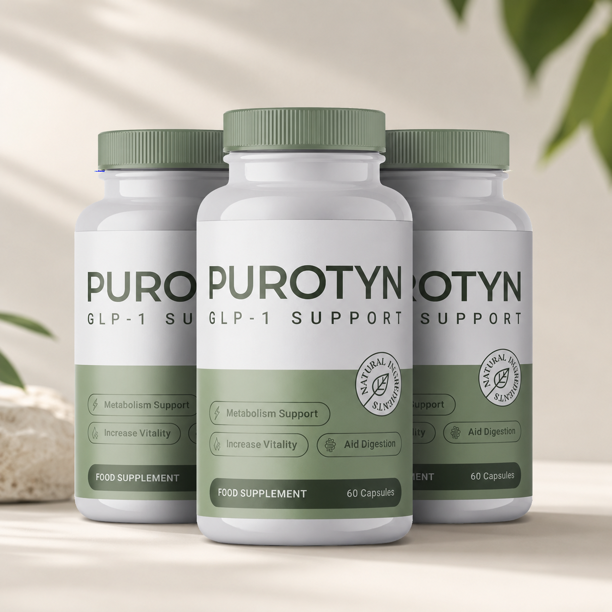 Purotyn GLP-1 Support mit drei Flaschen und 60 Kapseln pro Packung