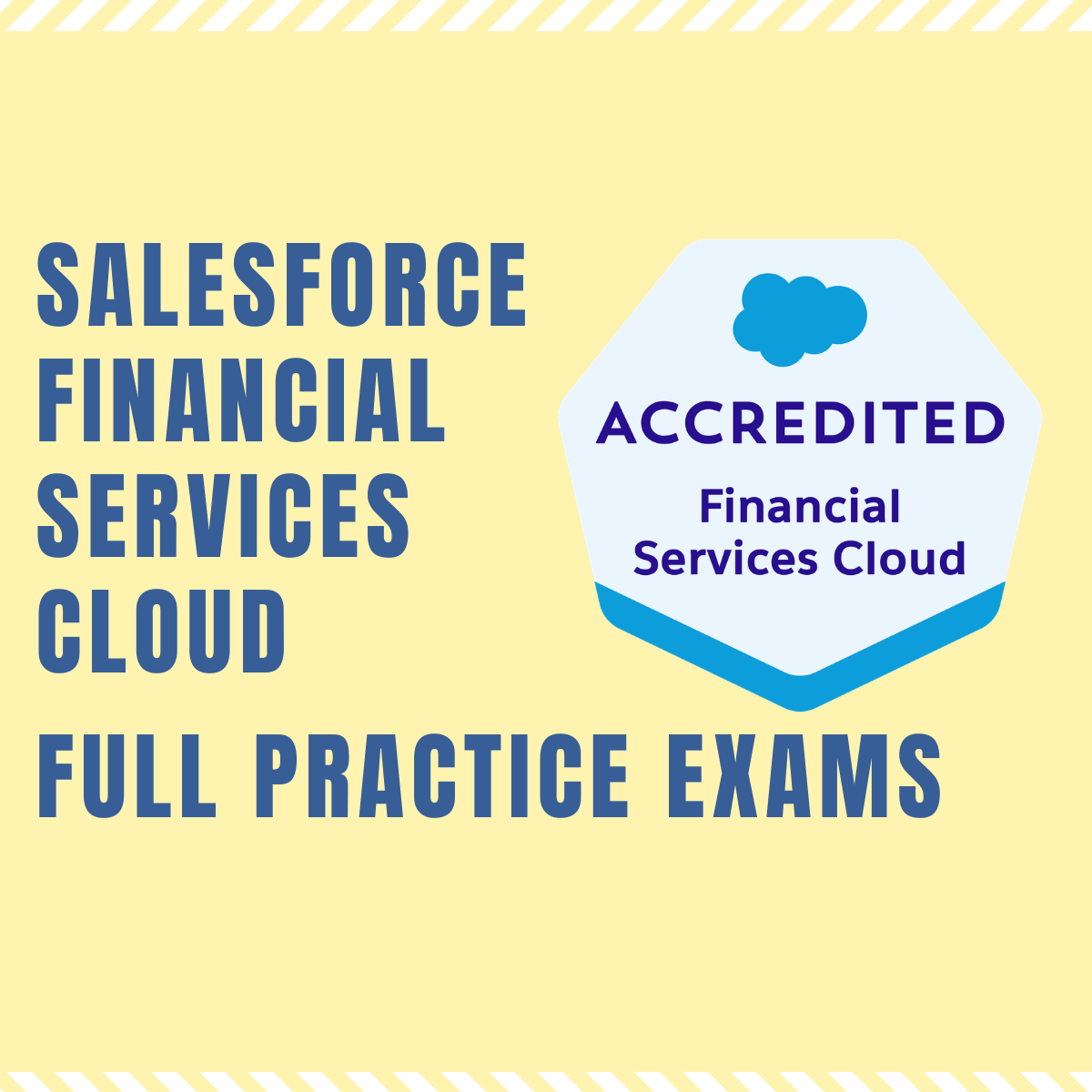 Foto com a capa dos simulados de Financial Services Cloud