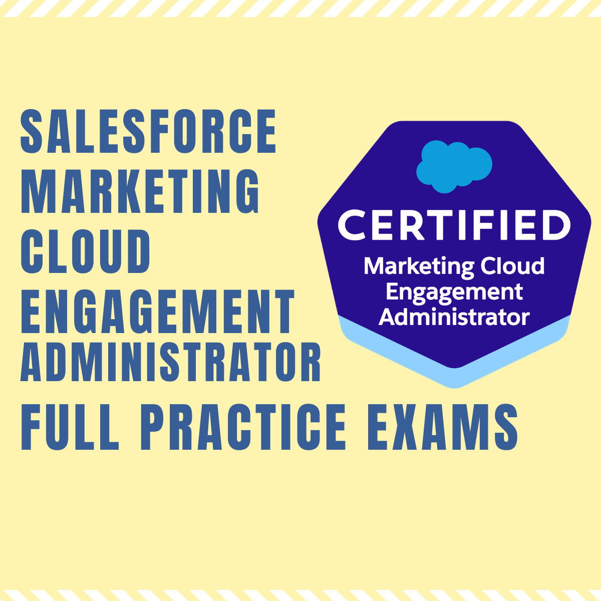 Foto com capa dos simulados de Salesforce Marketing Cloud Engagement Administrator