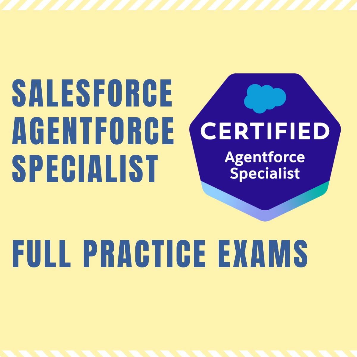 Foto com capa dos simulados de Salesforce Agentforce Specialist