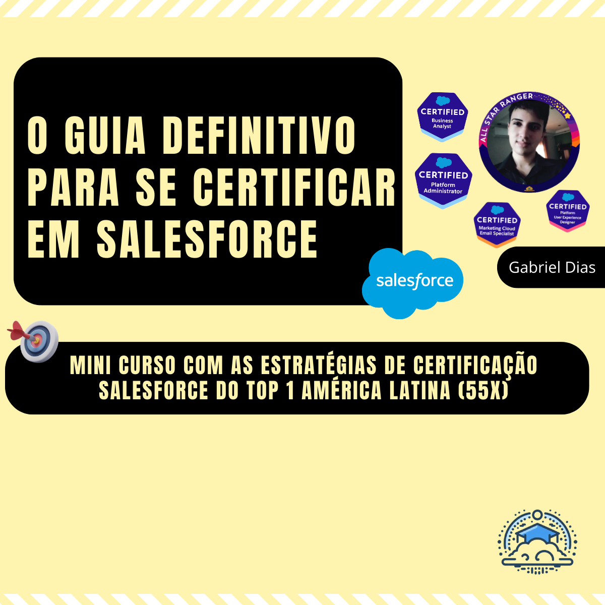 Foto com capa do curso de como se certificar em Salesforce