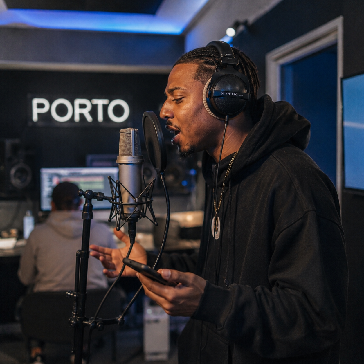 Gravação de freestyle em estúdio profissional no Porto