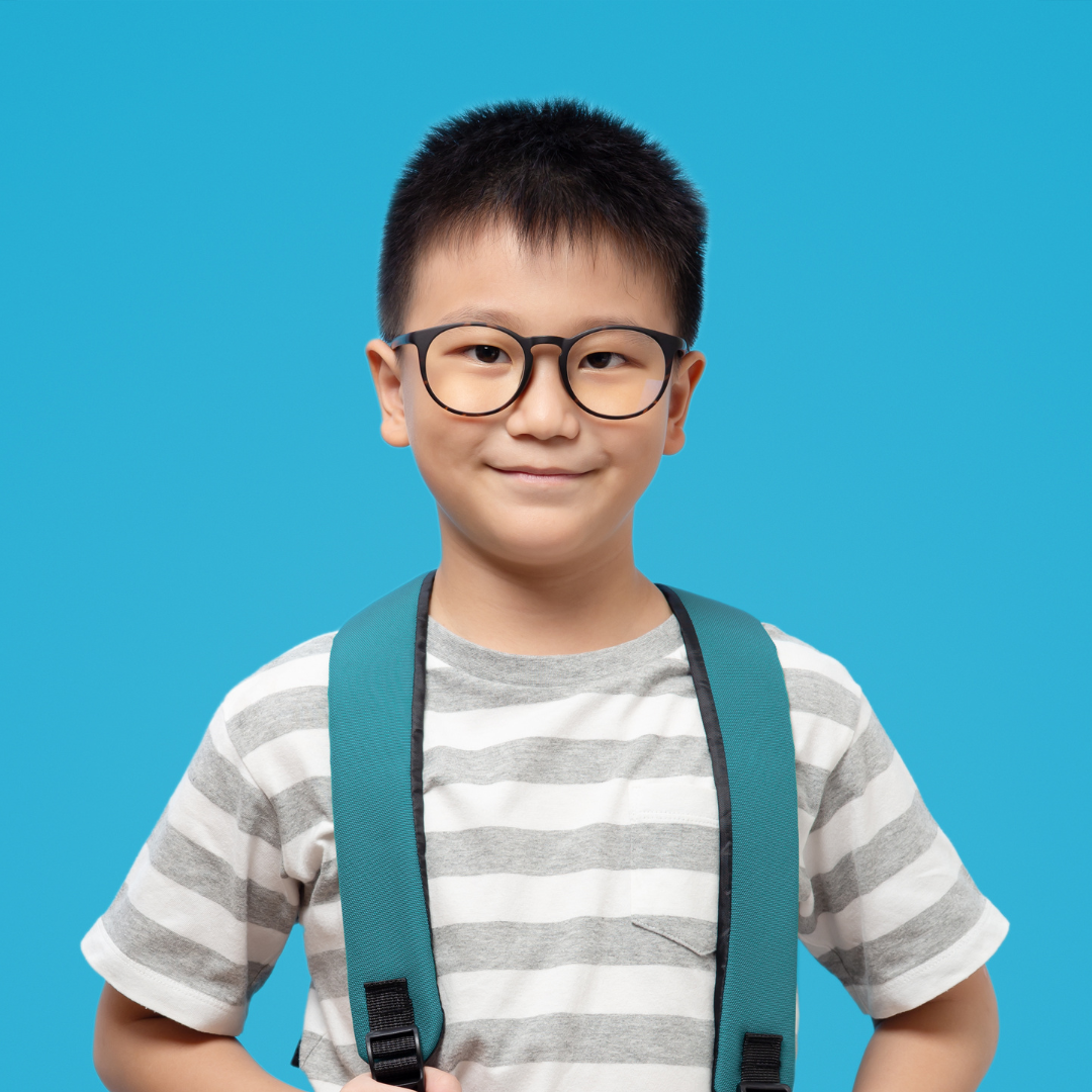 Little boy wearing children's designer frame