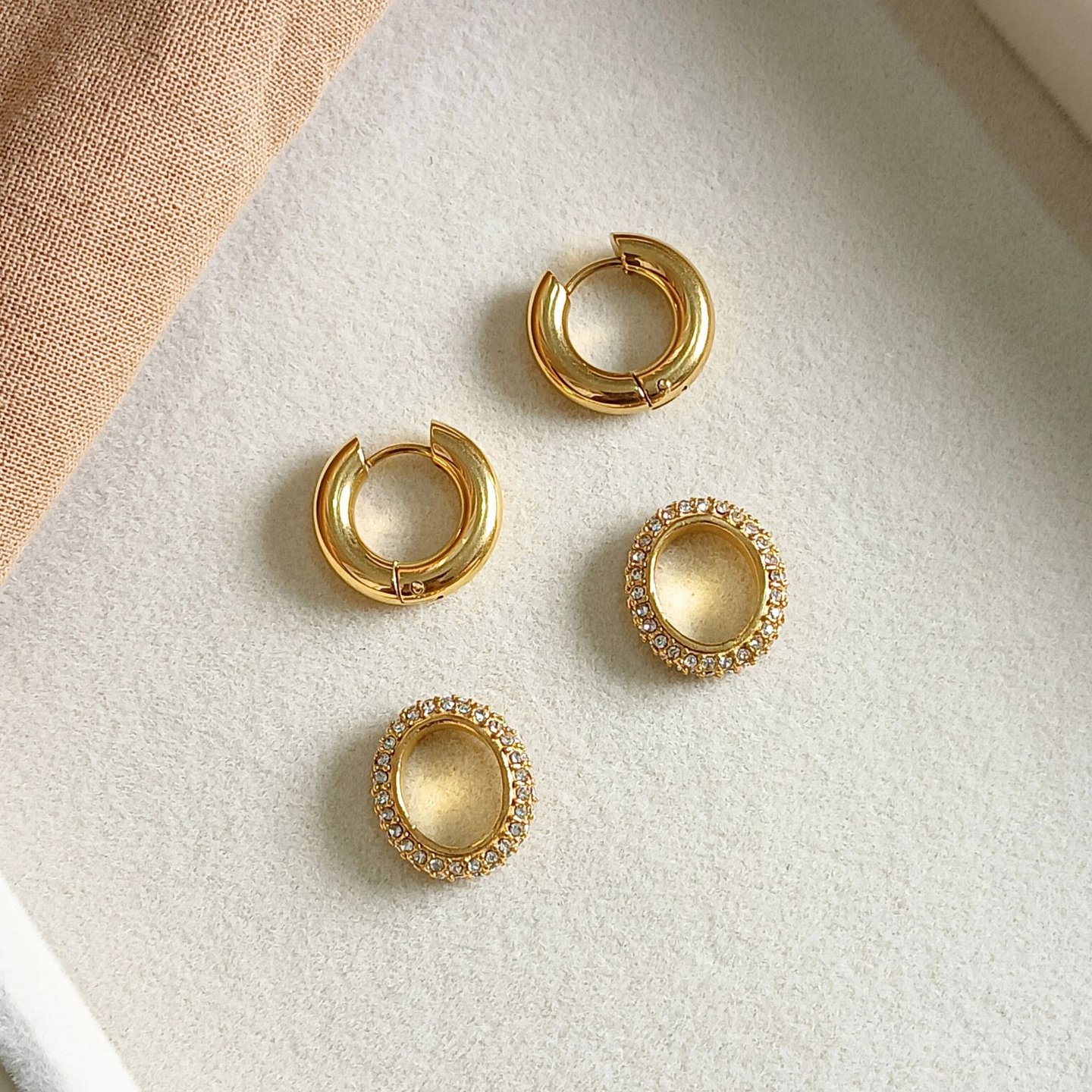gold-plated earrings with cubic zirconia