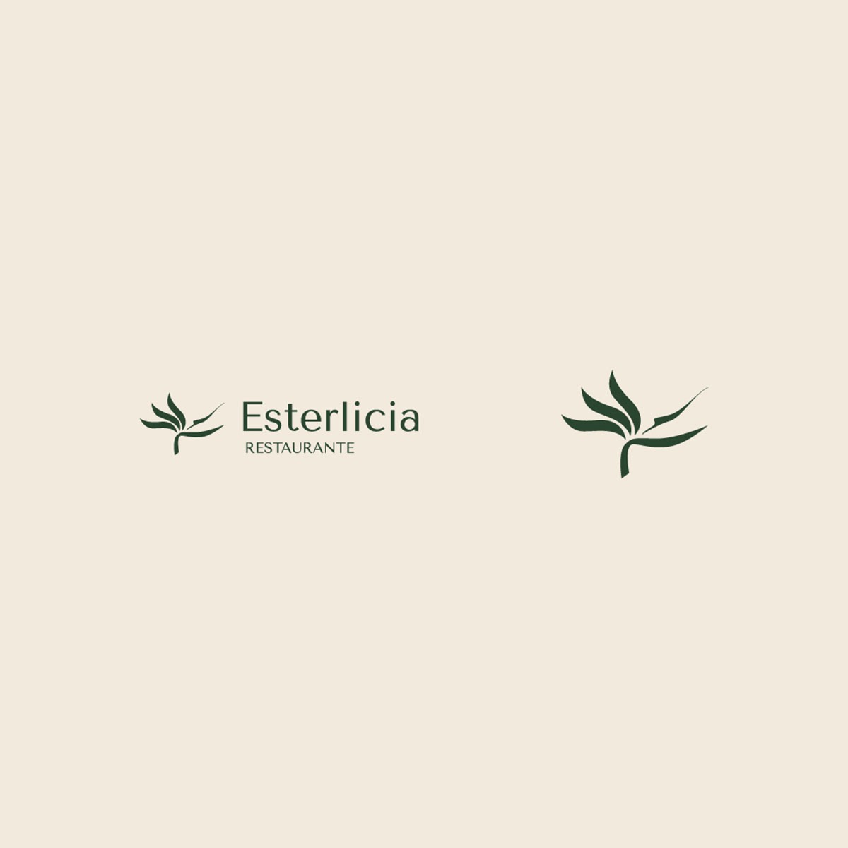 Logotipos restaurante naturaleza. Dos variantes del sistema visual: versión vertical y versión de solo isotipo