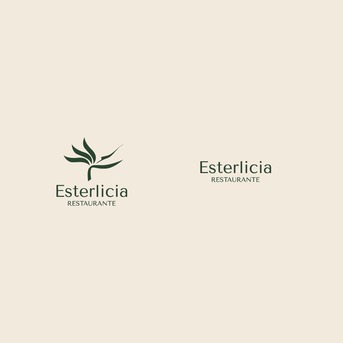 Logotipos restaurante naturaleza. Dos variantes del sistema visual: versión principal y versión de solo texto