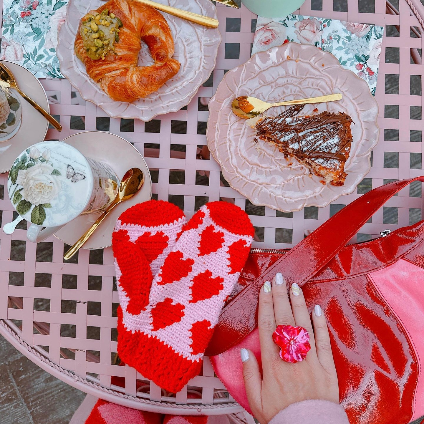 Patron crochet manoplas corazones