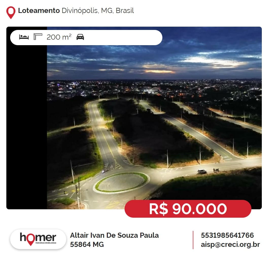 Venda, Loteamento Divinópolis, MG Altair Ivan Corretor Imóveis