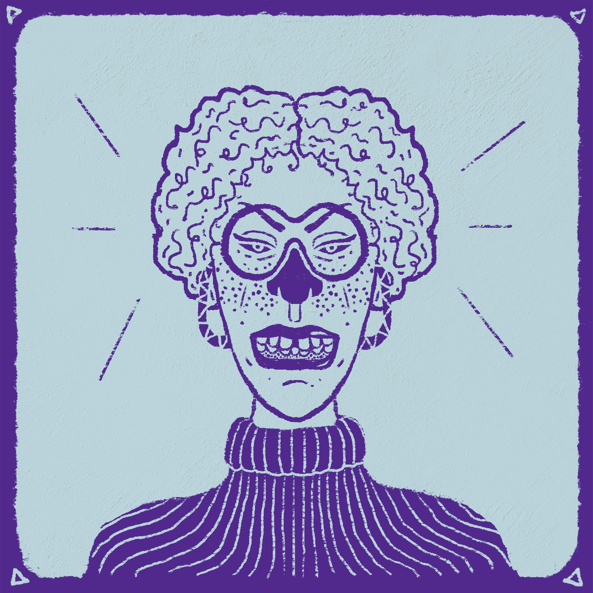 a drawing of a woman with an angry face