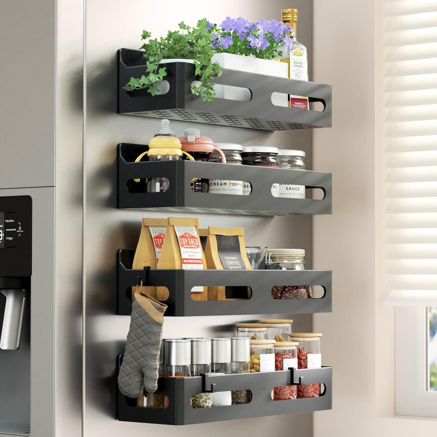 Sevenblue magnetic spice rack for refrigerator with strong magnets