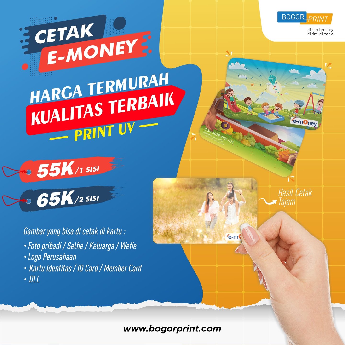 Cetak emoney custom  bogor