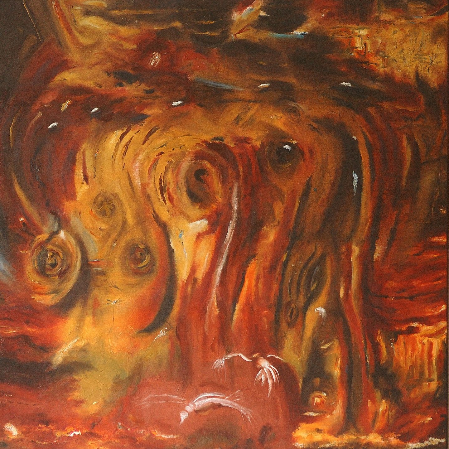 Avian Fossils. Oil on canvas. 2023. 102 x 102 cms.