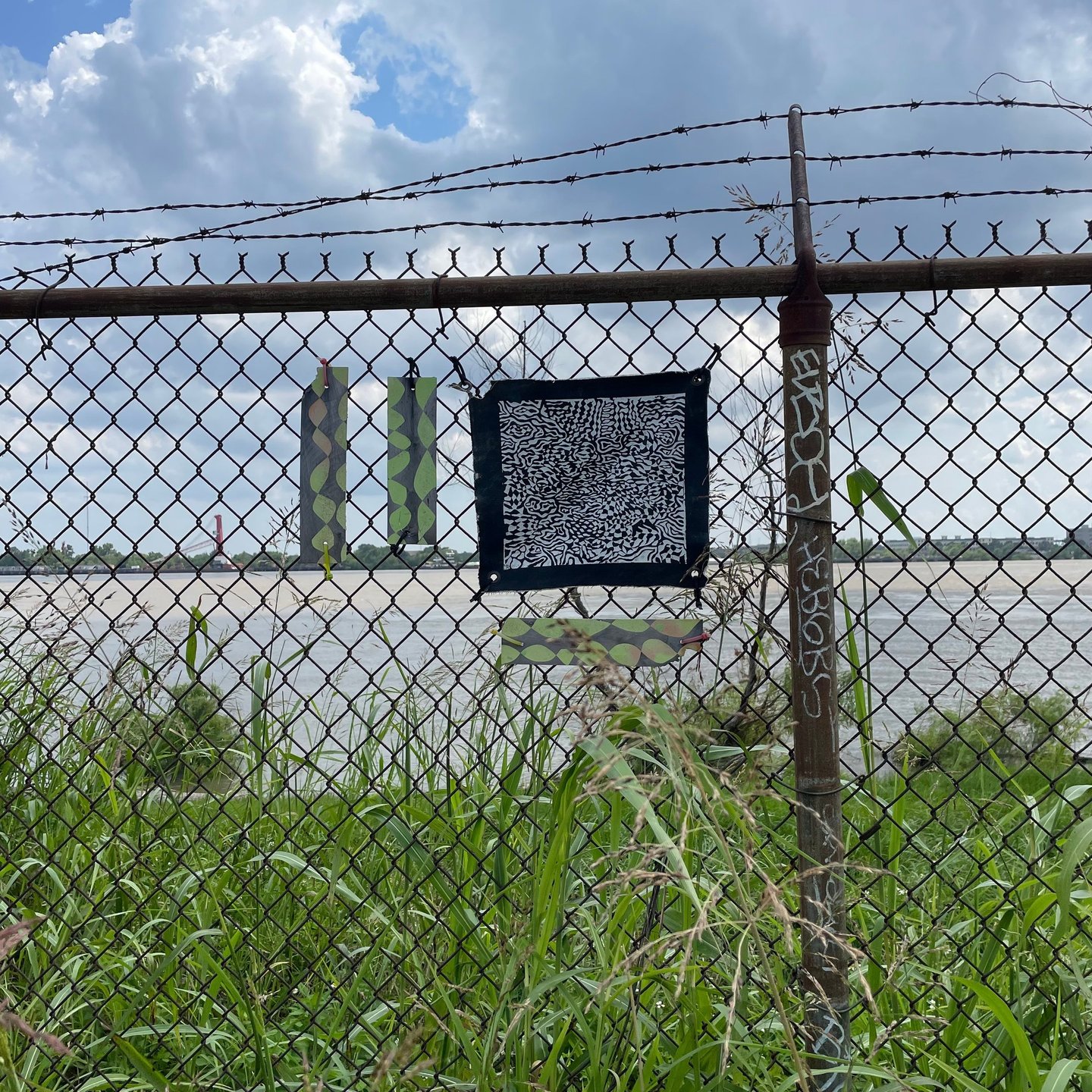 field signals and back pond reflection patch at end of the world New Orleans