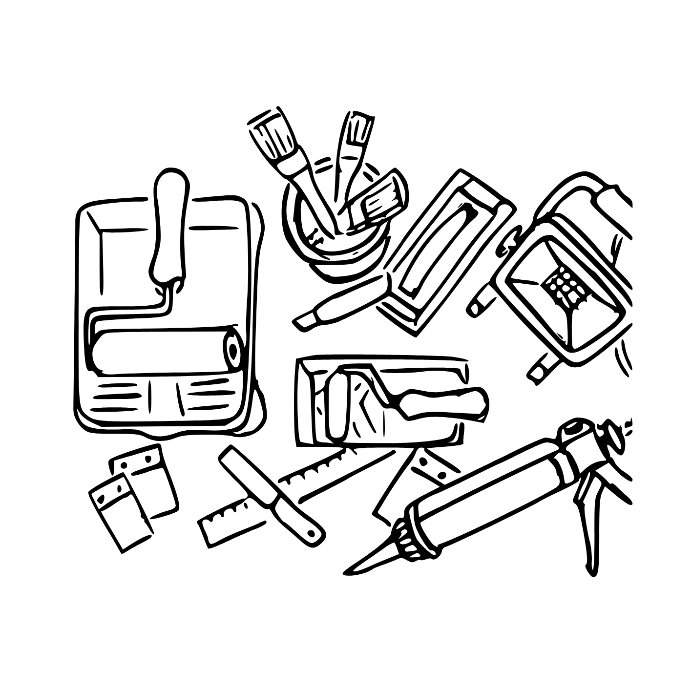 drawn image of decorating tools on contact page