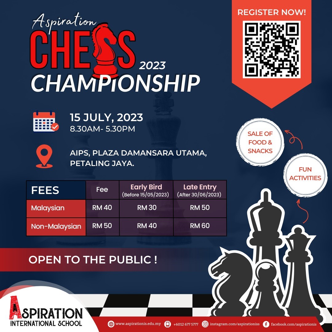 Aspiration Chess Championship 2023. Aspiration International School. Malaysia Chess. Catur Malaysia.