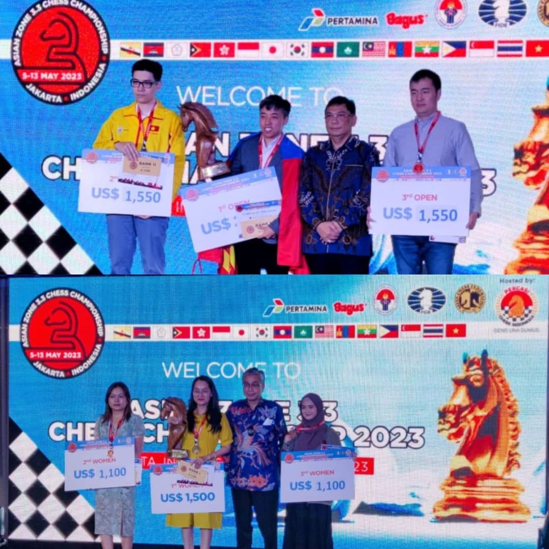 GM Bilguun Sumiya of Mongolia & WGM Vo Thi Kim Phung wins Asia Zonal 3.3 Chess Championship 2023