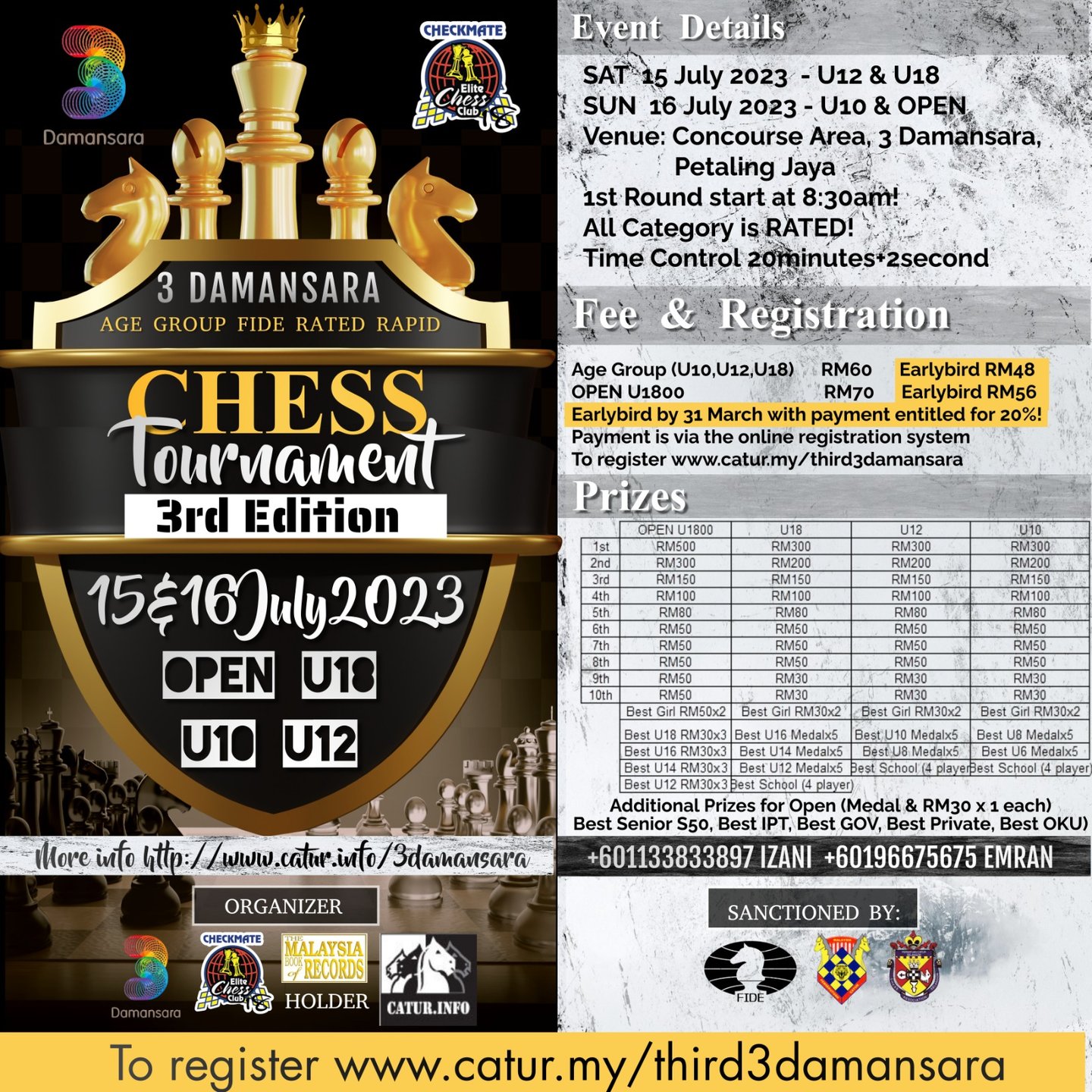 3rd 3Damansara Chess Tournament 2023. Malaysia Chess. Catur Malaysia