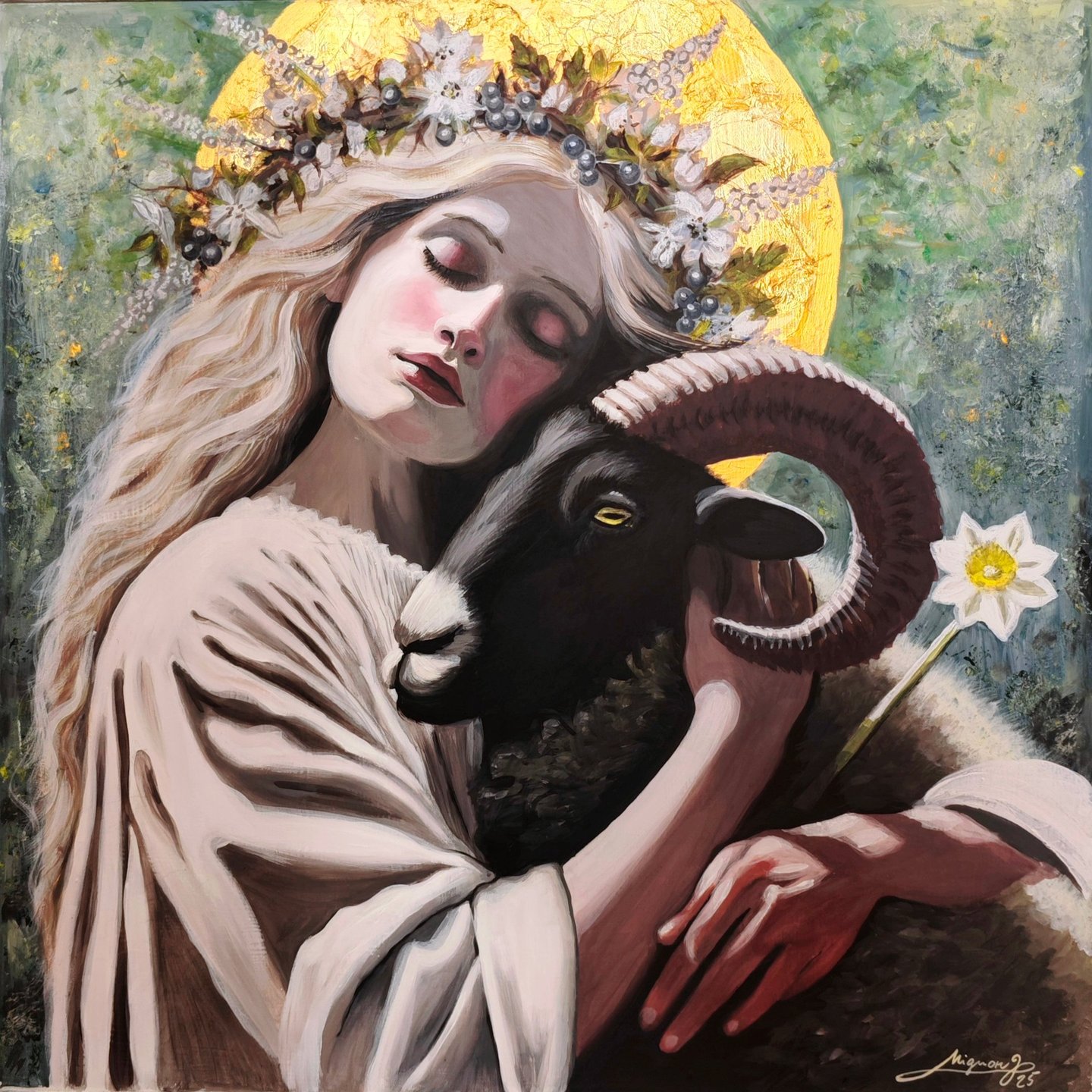mignon janssen. auftragsarbeit in acryl. die weisse göttin