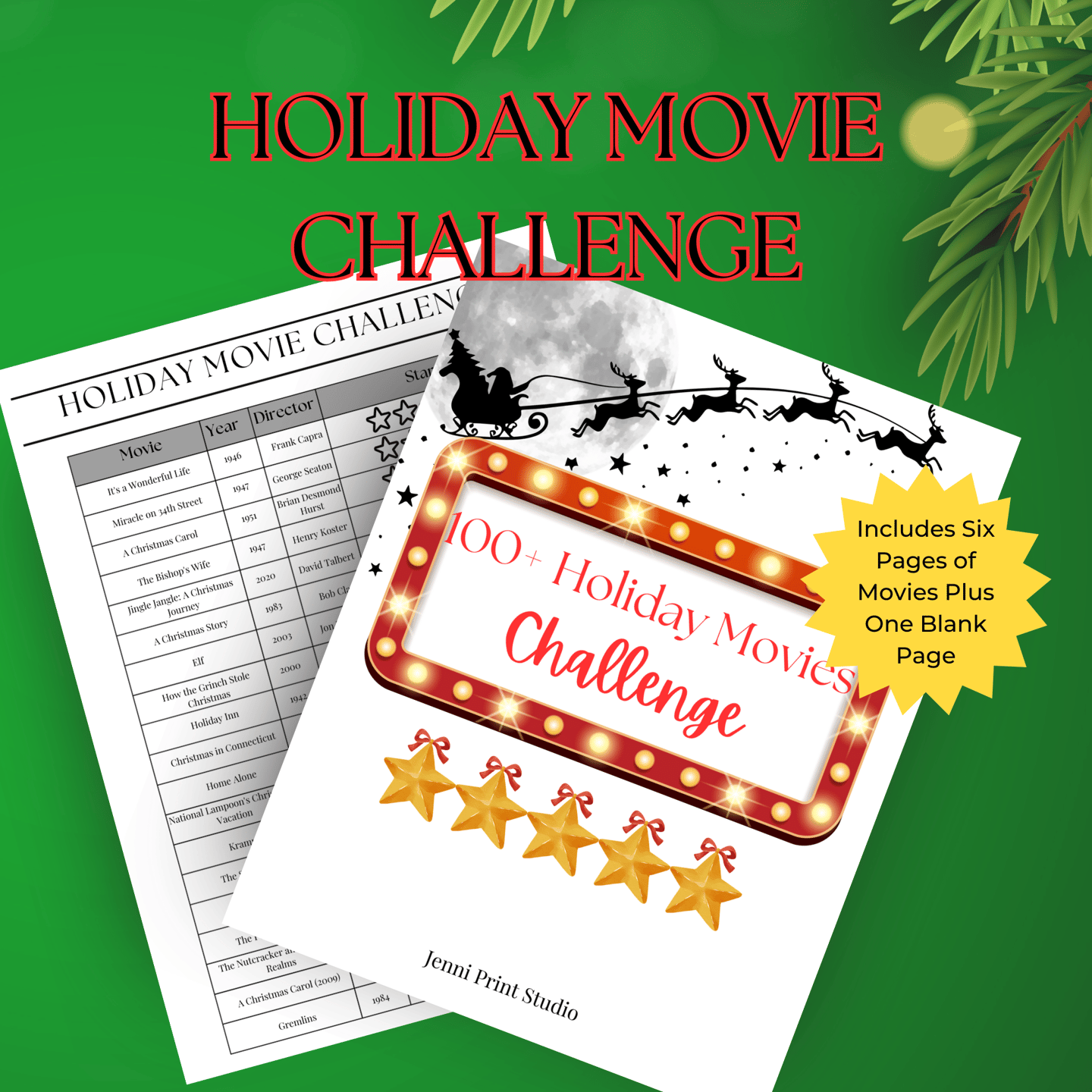 Holiday Movie Challenge Printable