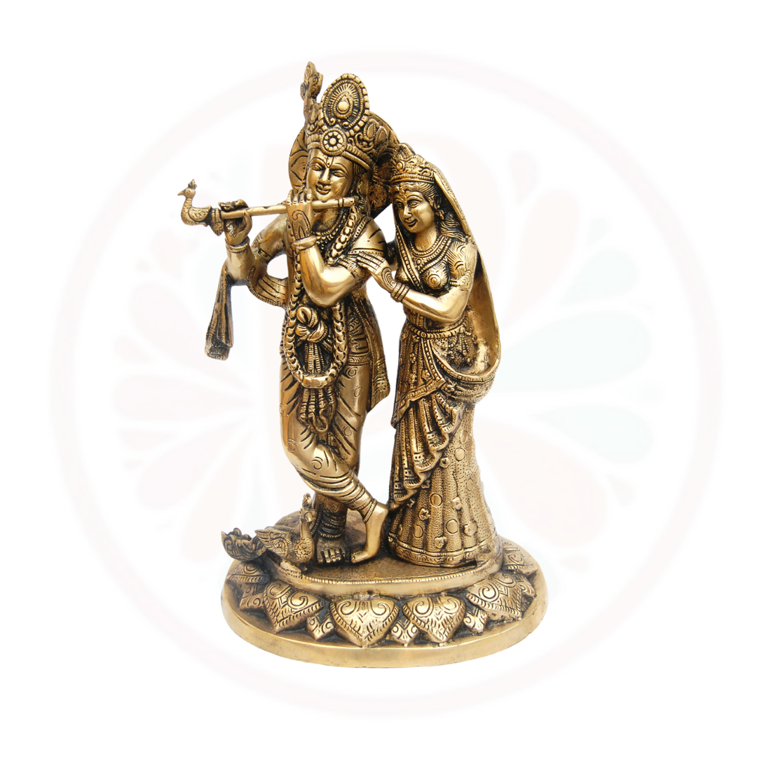 Heavy Brass Krishna Radha Idol for Temple