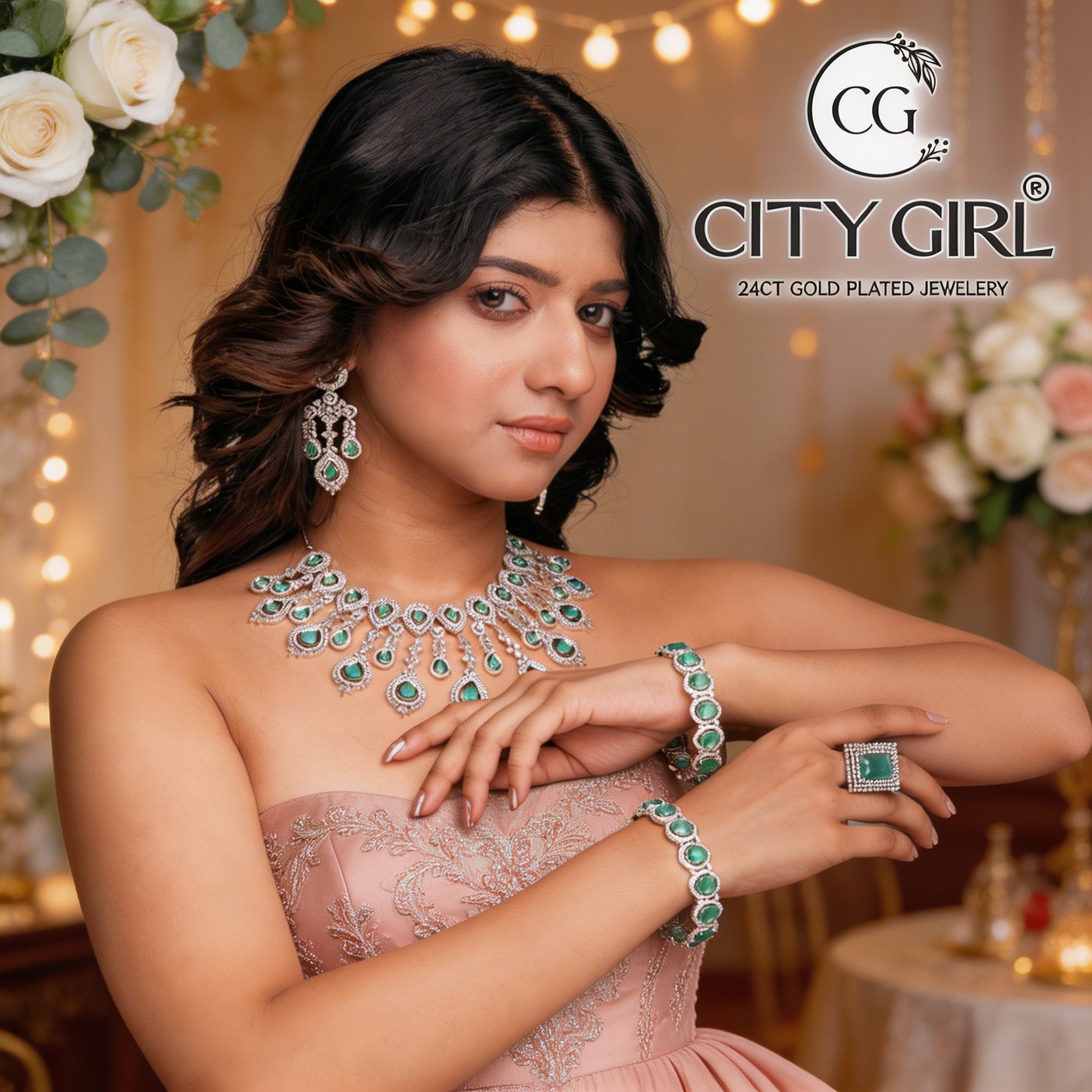 goldcoveringbangles.com - City Girl Jewellery - Bridal Kangans with CZ- 18K Gold Plated Bangles
