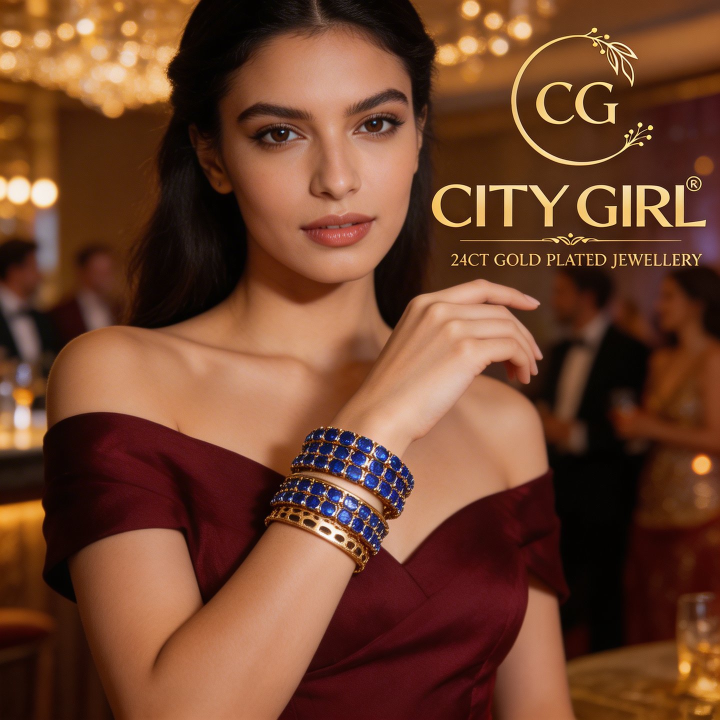 gold covering bangles - City Girl Jewellery - daily party wear gold bangles with CZ Stones