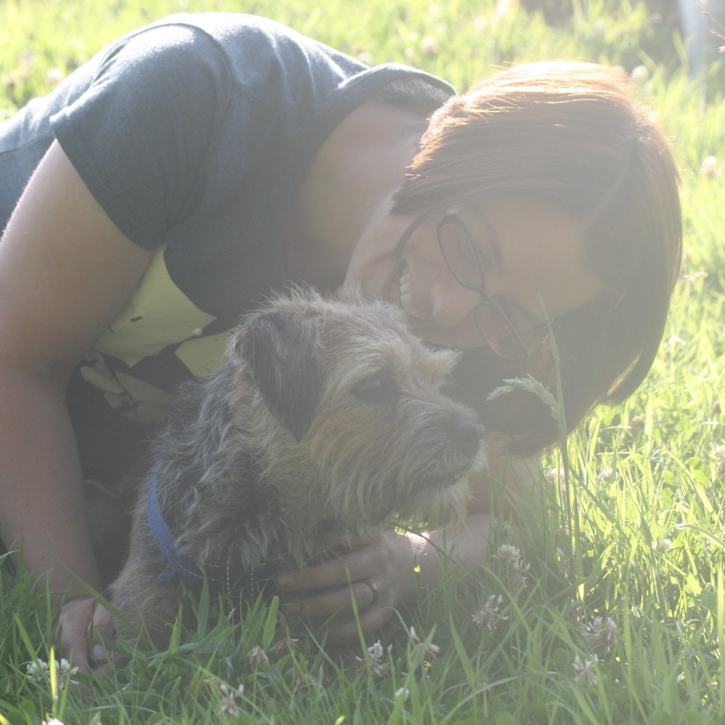 Suzanne from Bark and Ride with her Border Terrier, Stan